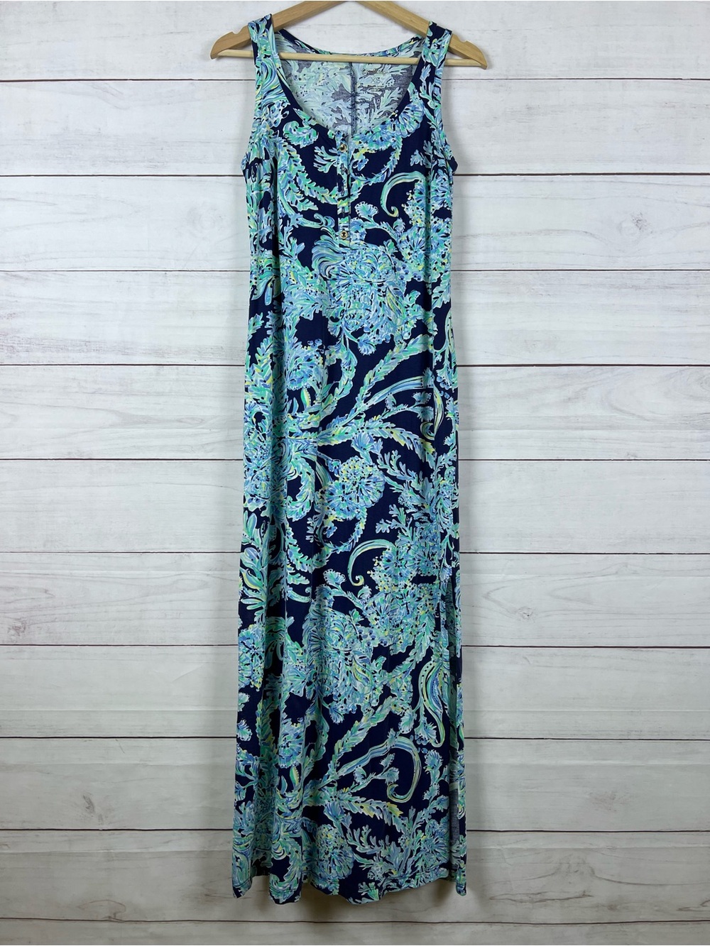 Lilly Pulitzer Merrill Maxi Dress High Tide Scuba Doo XS